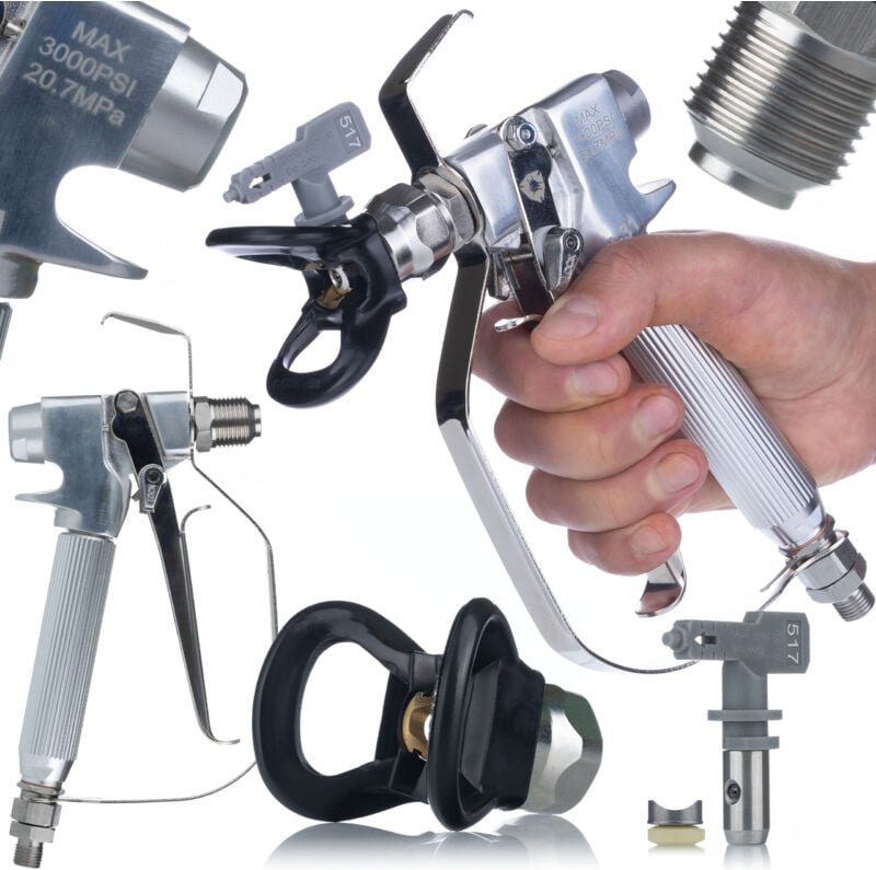 Rosfix UltraSpray J-31 Farbspritzpistole – 3000 psi, 1/4" Anschluss, 7/8" Düsengewinde Mit Düse 517 & Filter Für Graco, ...