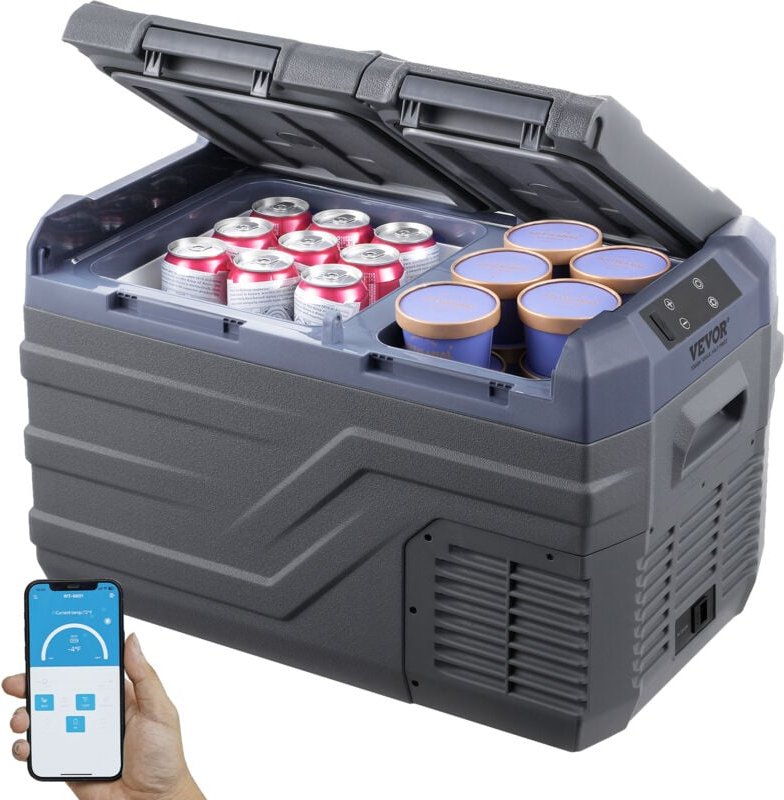 VEVOR Autokühlschrank, 12-Volt-Autokühlschrank, tragbarer 25-Liter-Gefrierschrank mit zwei Zonen, einstellbarer Bereich ...