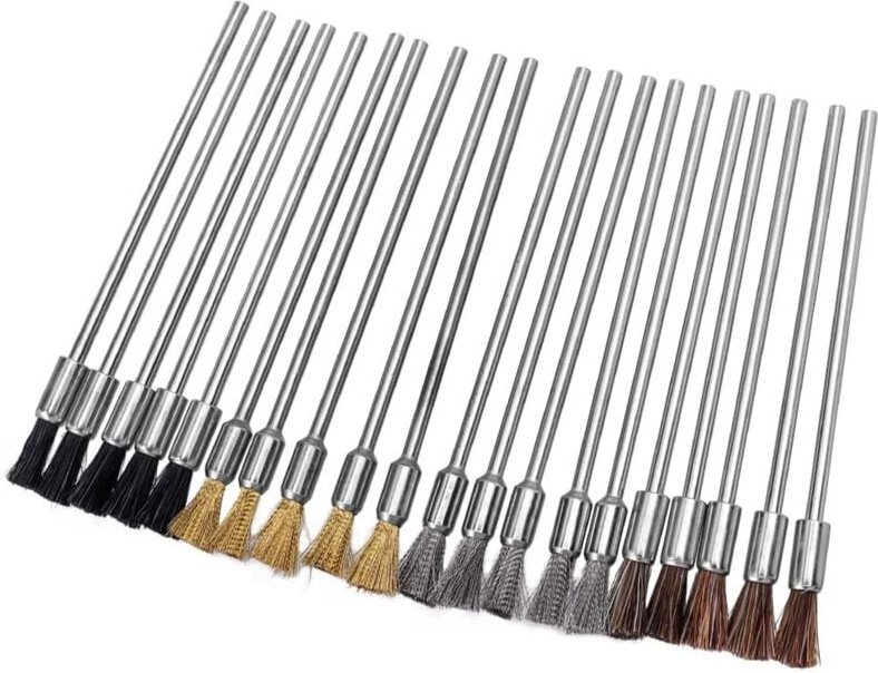 Lntyq 20 Stück rotierende Drahtbürsten, rotierende Werkzeuge, Polierzubehör, Drahtbürstenräder mit 3 mm Schaft zum Polie...