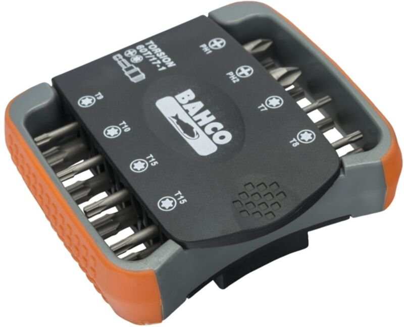 Bahco 1/4 Torsions-Bitsatz für Phillips- und TORX-Schrauben 27 mm x 73 mm x 82 mm - 17-tlg.