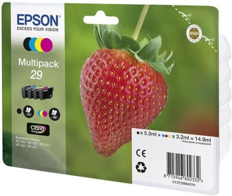 Epson 29 Original Druckerpatronen Multipack Schwarz Cyan Gelb Magenta T2986 (C13T29864012)