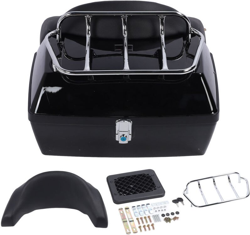 Decdeal Motorrad Heckhülle 48L Universalwasserfest mit Schleuderrücklehne Kissen Kofferraum -Heckgepäck für Helme Gepäck...