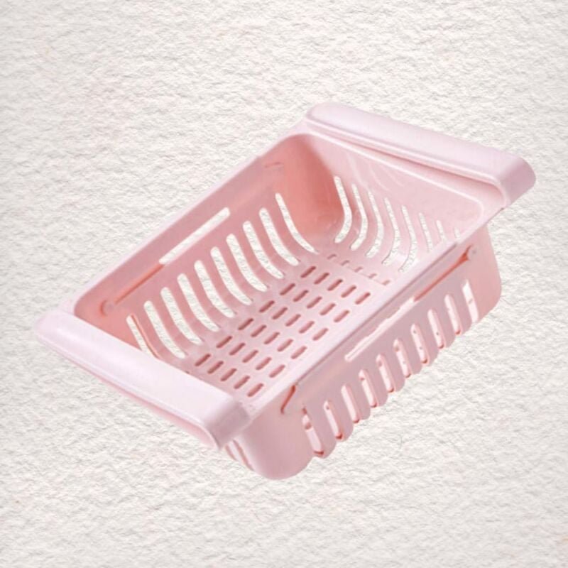 Kühlschrank-Aufbewahrungsset (4 erweiterbare Aufbewahrungsfächer für Küche und Kühlschrank), rosa