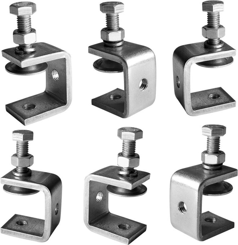 6 Stück robuste 304-Edelstahl-C-Klemmen, Holzzwingen, Tiger-Klemmen mit breiter Backenöffnung, für Heimwerker, Holzbearb...