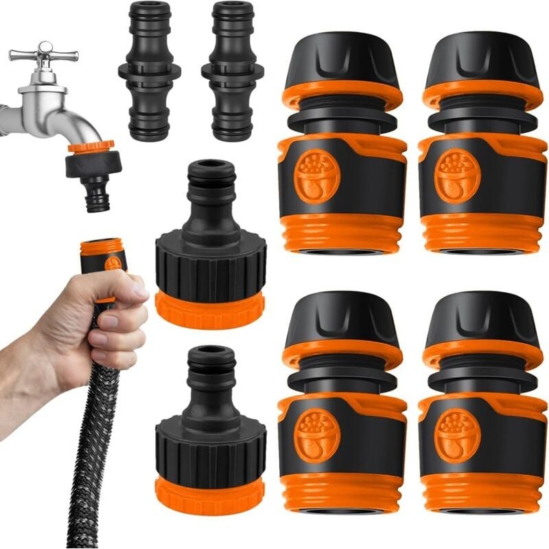 8-teiliges 1/2-Zoll-Gartenschlauch-Anschluss-Hahn-Adapter-Set, Bewässerungsschlauch-Anschluss-Zubehör für den Garten