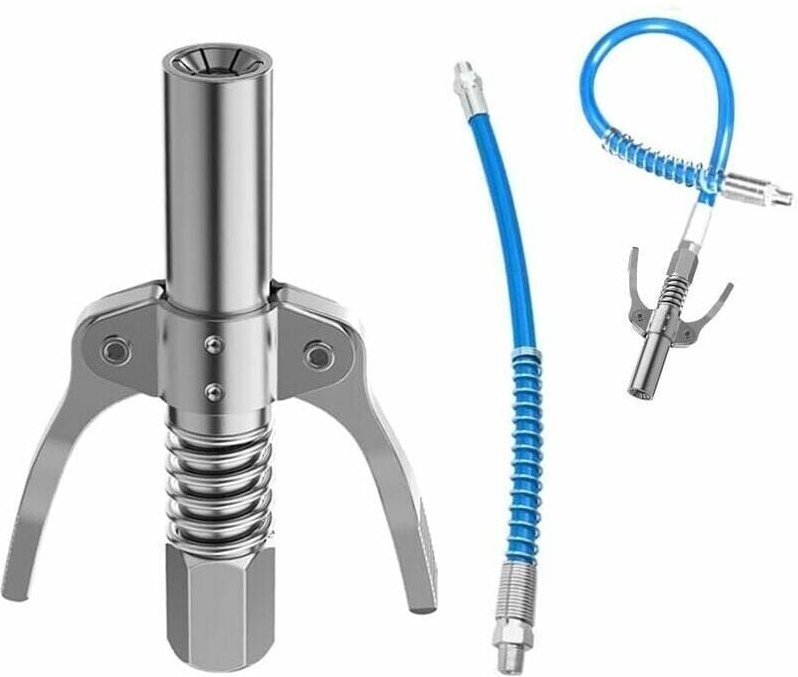 2 x G-Kupplung für Fettpresse – mit flexiblem Schlauch – mit allen 1/8 Fettpressen-Fettpressenspitzen – Fettpressenkuppl...