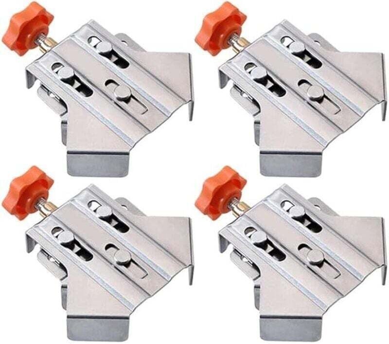 Satz aus 4 rechtwinkligen Zwingen für die Holzbearbeitung, 90-Grad-Edelstahlstütze mit verstellbaren, drehbaren Backen f...