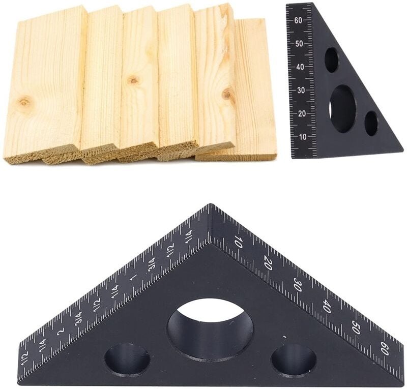 Dreieckslineal aus Aluminiumlegierung, Präzisionswerkzeug für die Holzbearbeitung, 45-Grad-Winkellineal, 45-Grad-Vierkan...