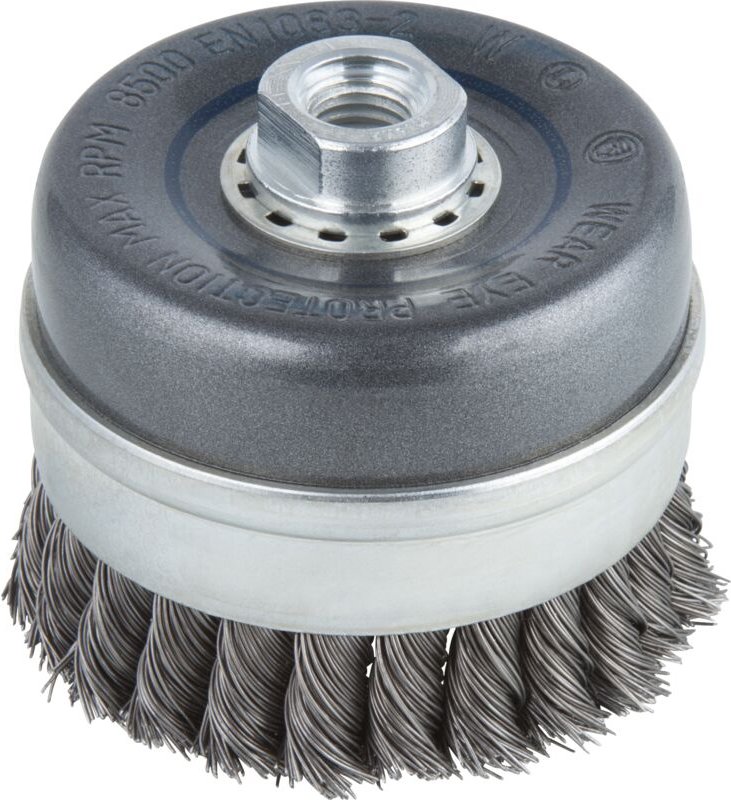 I Stahldraht-Topfbürste gezopft i 2150000 i ø 90 mm, für Metall, Blech i Topfdrahtbürste IDrahtbürste - Wolfcraft