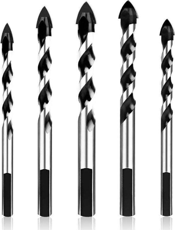 Set mit 5 Diamant-Hartmetallbohrern für Keramikfliesen, Beton, Ziegelwände, Glas, Kunststoffmauerwerk und Holz (6/6/8/10...