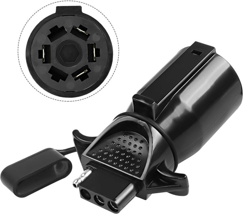 7-poliger auf 4-poliger RV-Anhängeranschlussadapter, runder 7-poliger Buchsenstecker auf 4-poligen flachen Konverterstec...
