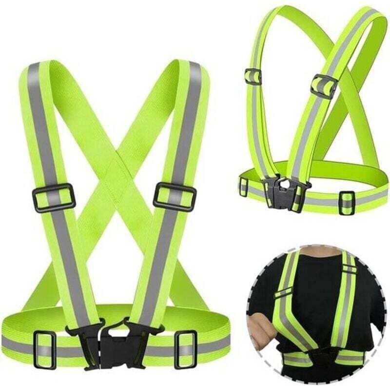 Reflektierende Weste, 2er-Pack, elastisch, größenverstellbar, Sicherheitsweste, hohe Sichtbarkeit, atmungsaktiv, für Out...