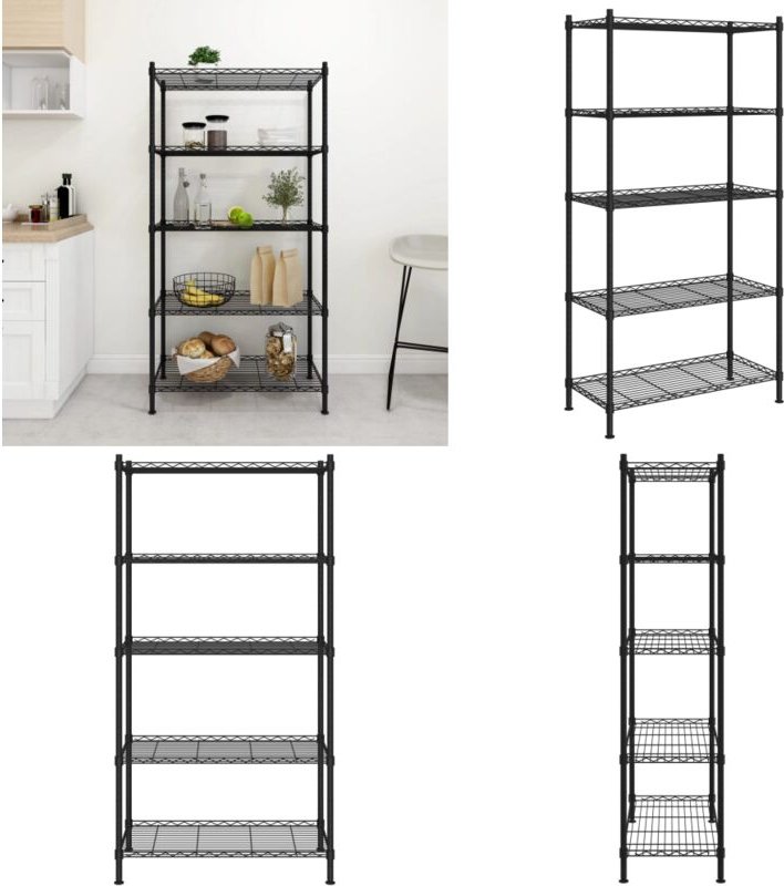 Lagerregal mit 5 Böden 90x35x180 cm Schwarz 250 kg - Regal - Regale - Home & Living