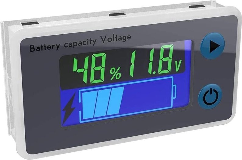 Sollbry Multifunktions-Voltmeter 10-100 V LCD-Batteriekapazitätsmonitor Temperaturanzeige(12V)