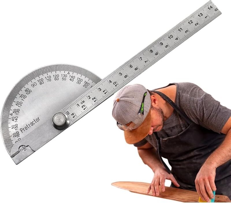 Winkelmesser, Winkelmesser aus Edelstahl, Holzbearbeitungslineal, Messwerkzeug für Handwerker, mathematischer Winkelmess...