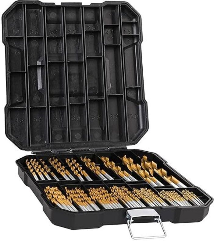 Metrisches 99-teiliges Titan-Spiralbohrer-Set,Schnellarbeitsstahl Mit 135° Spitze,Titan HSS Bohrer Set 1,5 Mm Bis 10 Mm,...