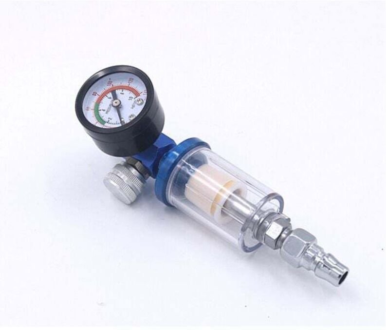 Luftregler für Luftkompressor-Spritzpistole + Ölabscheiderfilter, Wasserabscheider mit Düsen-Farbpistolenzubehör (G1/4)