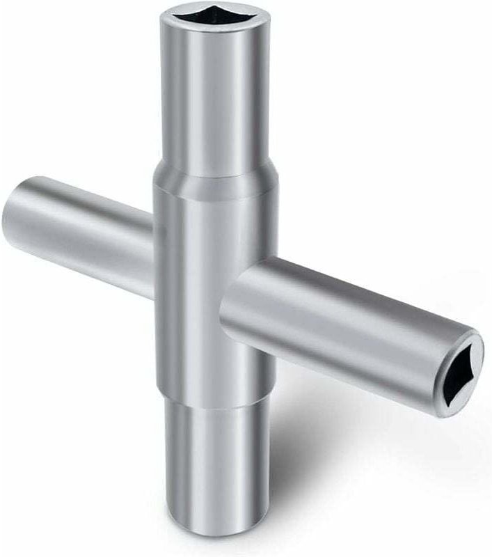 4-Wege-Entlüftungsschlüssel aus silbernem Stahl für Schlauch und Wasserhahn