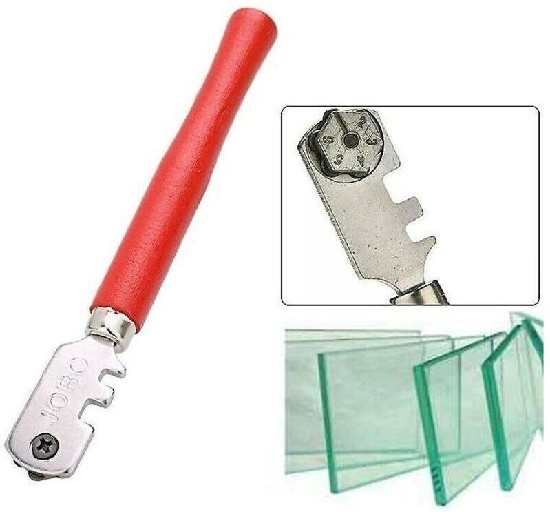 Trommelfliesenschneider mit flachem Griff und Holzgriff (rot)