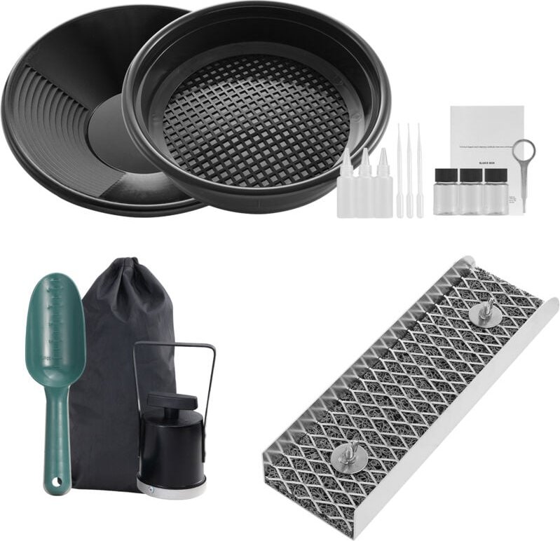 Mophorn Gold Panning Kit mit Mini Sluice Box - 12" Aluminium-Bergbauausrüstung, 16-teiliges Set mit Goldpfanne, Klassifi...
