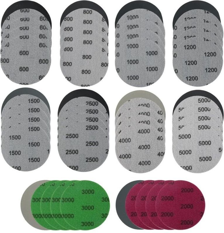 75 mm Nass-Trocken-Schleifpapier, 50 Stück rundes Schleifpapier, Schleifscheiben mit Körnung 600/800/1000/1200/1500/2000...
