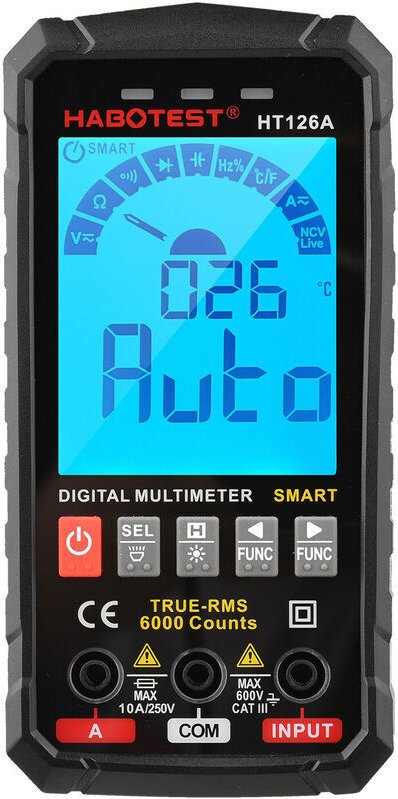 Intelligentes digitales Multimeter, 6000 Zählimpulse, True RMS, LCD-Hintergrundbeleuchtung, elektrischer Tester, Voltmet...