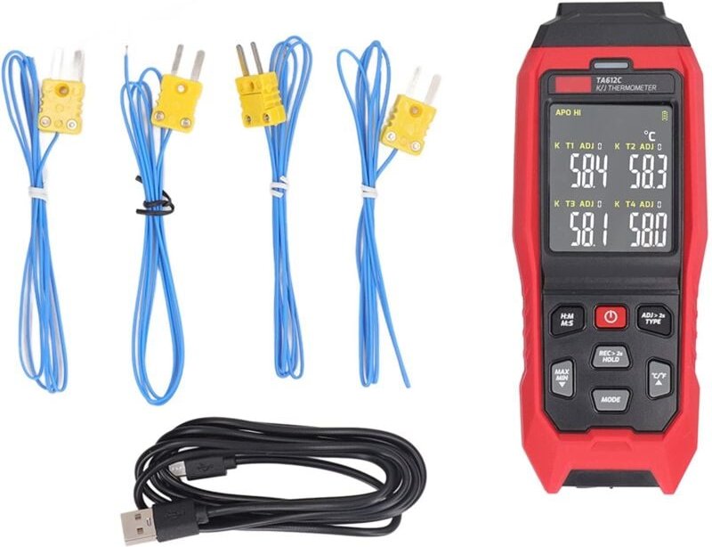 4-Kanal-Digitalthermometer, hochpräzises Thermoelement-Kontaktthermometer Typ K