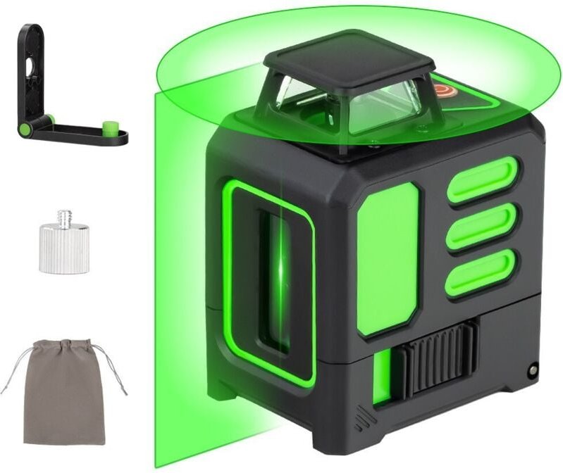 100ft selbstnivellierende grüne Laserwasserwaage, Laserkreuz, vertikale und horizontale Linien, 360 Grad drehbar, inklus...