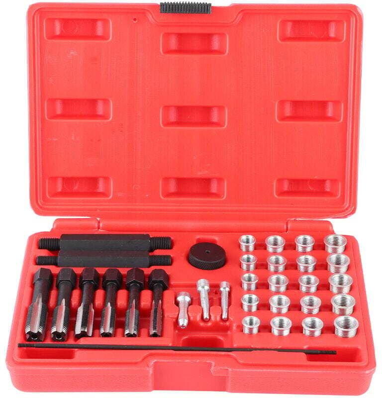 Eosnow Glühkerzengewinde-Reparaturset, 33-teiliges Gewindeeinsatz-Pilotführungsstift-Gewindeeinsetzwerkzeug-Set