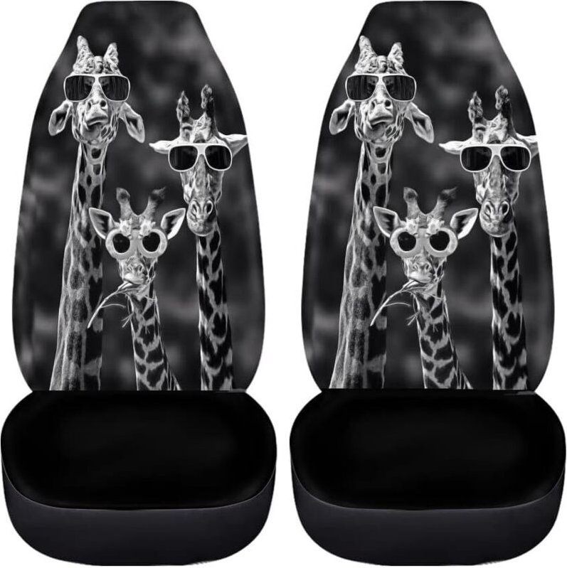 Set mit 2 Giraffen-Autositzbezügen für die Vordersitze von Pkw, Lkw und Limousinen, schmutzabweisende Kissenbezüge für H...