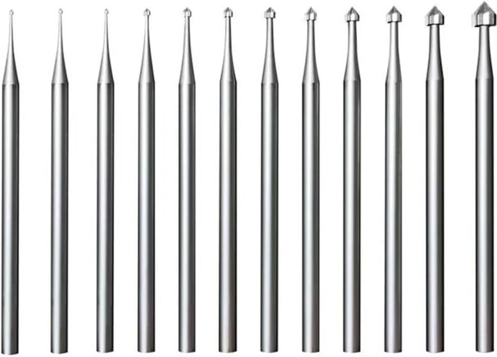 12-teiliges Frässtift-Set in Zylinder- und Kegelform, 3/32 Zoll Schaft