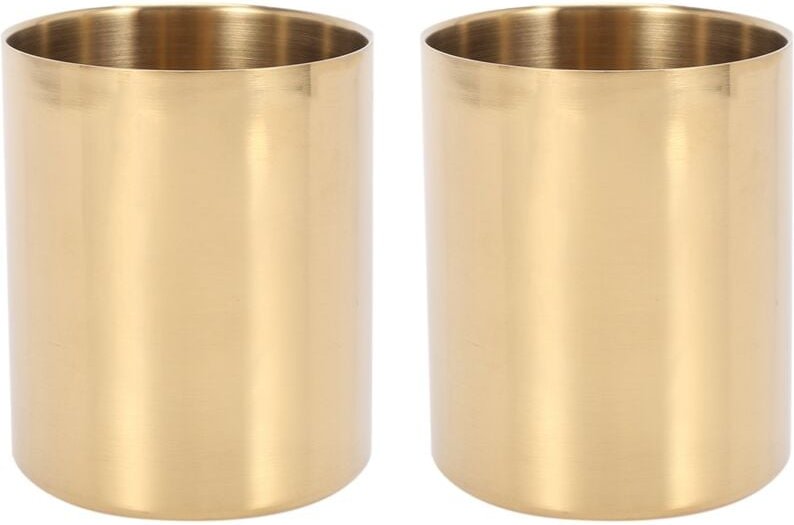 2-teiliger Bleistifthalter, Stiftehalter, Make-up-Pinsel, Schreibtisch-Organizer, Edelstahl (Gold)