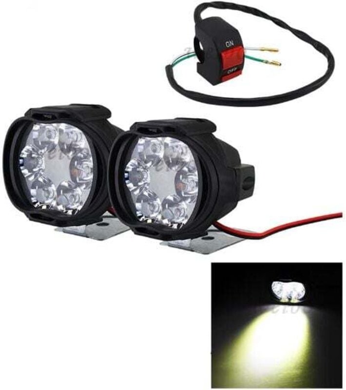 2 Zusatzscheinwerfer für Motorräder, wasserdicht, universelle LED, 6 LEDs, Nebelscheinwerfer, Rollerscheinwerfer, Zusatz...