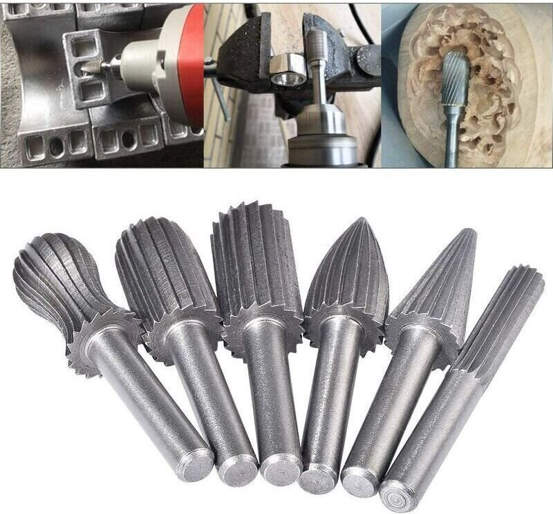 Set mit 6 rotierenden Hochleistungs-Stahlfeilen, rotierendem Schleifkopf, Polierwerkzeug, 6-teiliges Hochleistungs-Stahl...