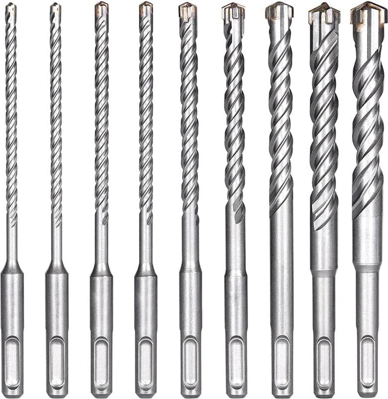 9 SDS-Plus-Betonbohrer, Vierkantbohrer zum Bohren von Beton