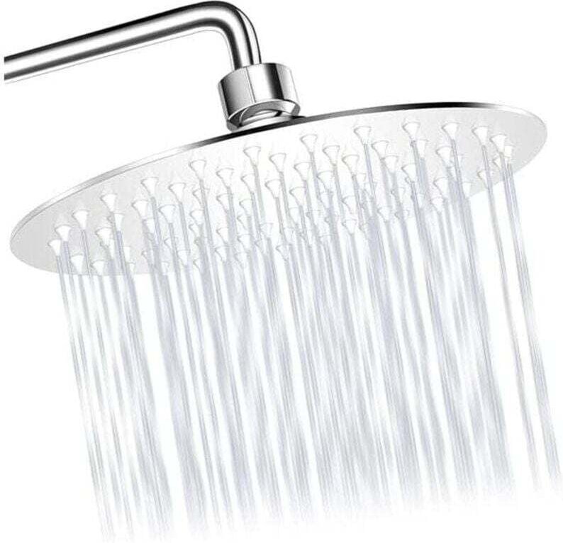 Weilan XU Duschkopf, Badezimmer-Duschkopf, runder Anti-Kalk-Duschkopf, einteiliger Edelstahl-Duschkopf, wassersparender ...