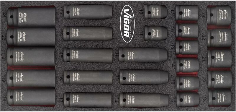 Schlagschrauber Steckschlüsseleinsatz Satz, Vierkant hohl 12,5 mm (1/2), Außen Sechskant Profil, 10 - 24, Anzahl Werkzeu...