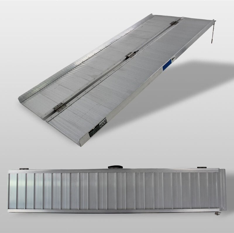 TRUTZHOLM Rollstuhlrampe klappbar 184 cm Traglast 272 kg Alu grau geriffelt Auffahrrampe