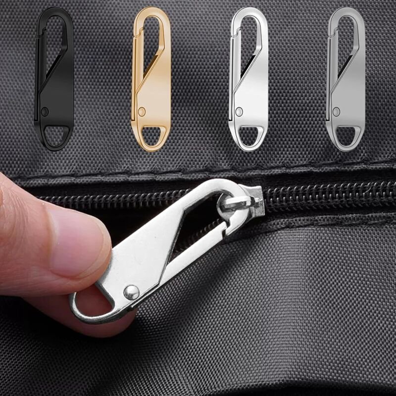 Vier universelle Reißverschlussanhänger in vier Farben, zum Reparieren und Ersetzen von abnehmbaren Reißverschlüssen.