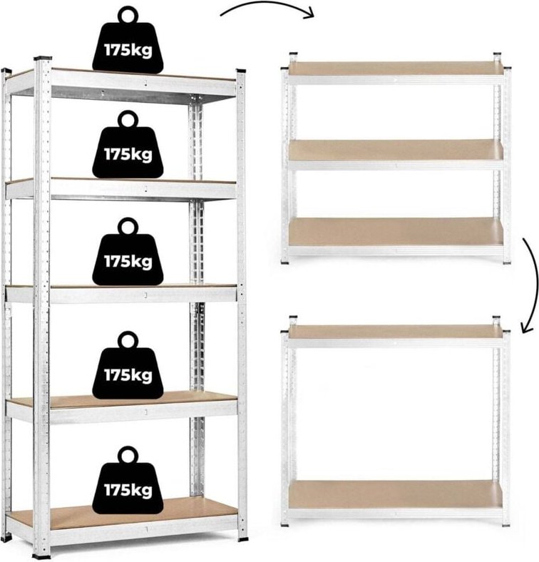 Storage rack 205x120x45 cm galvanized steel 5 shelves 875 kg capacity modernhome