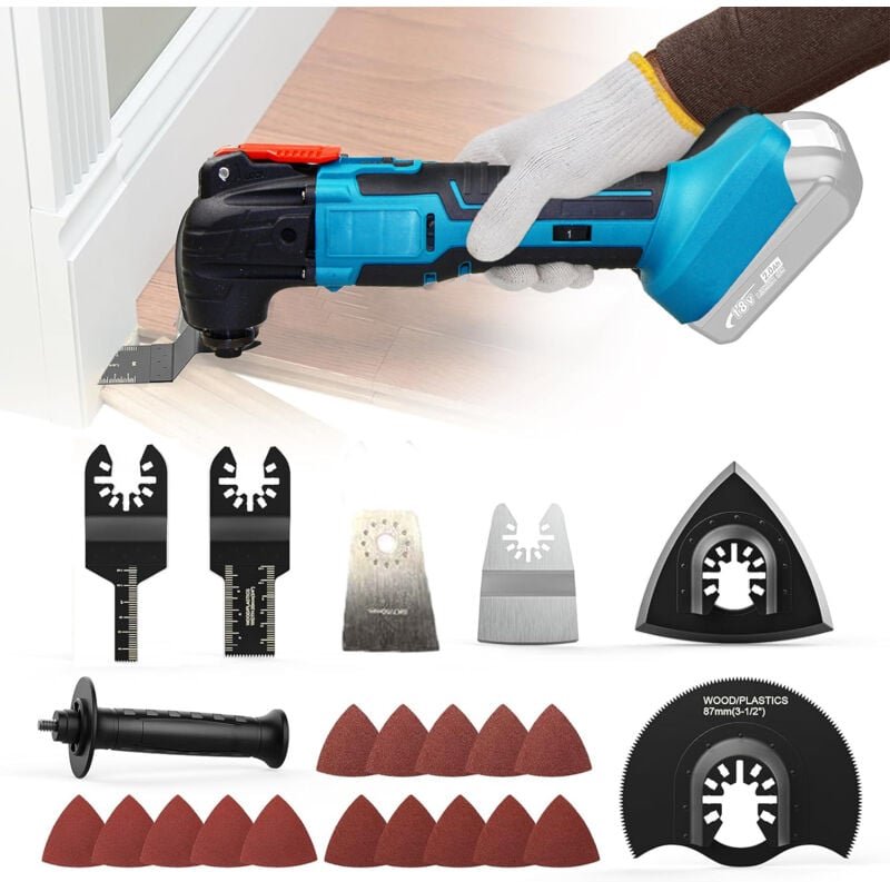 Multitool-Zubehörsets, oszillierendes Werkzeug mit 6 Geschwindigkeiten, oszillierendes Multitool mit 2x3,0-mha-Akku und ...