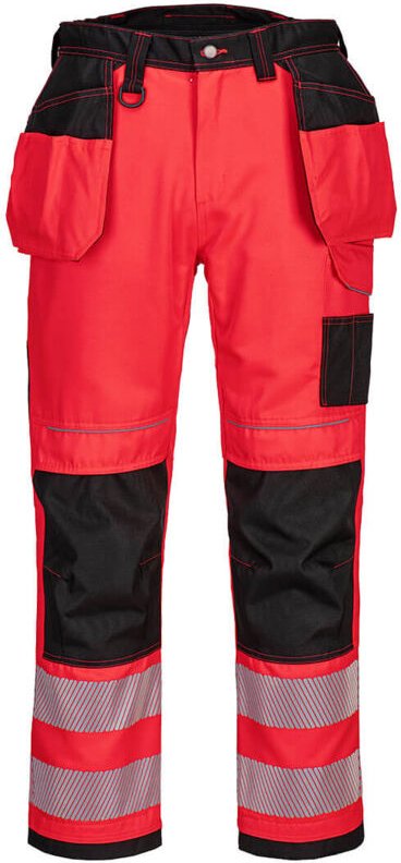 Hose Hv Pw3 mit schwebenden Taschen - 40 - Rot/schwarz - Portwest