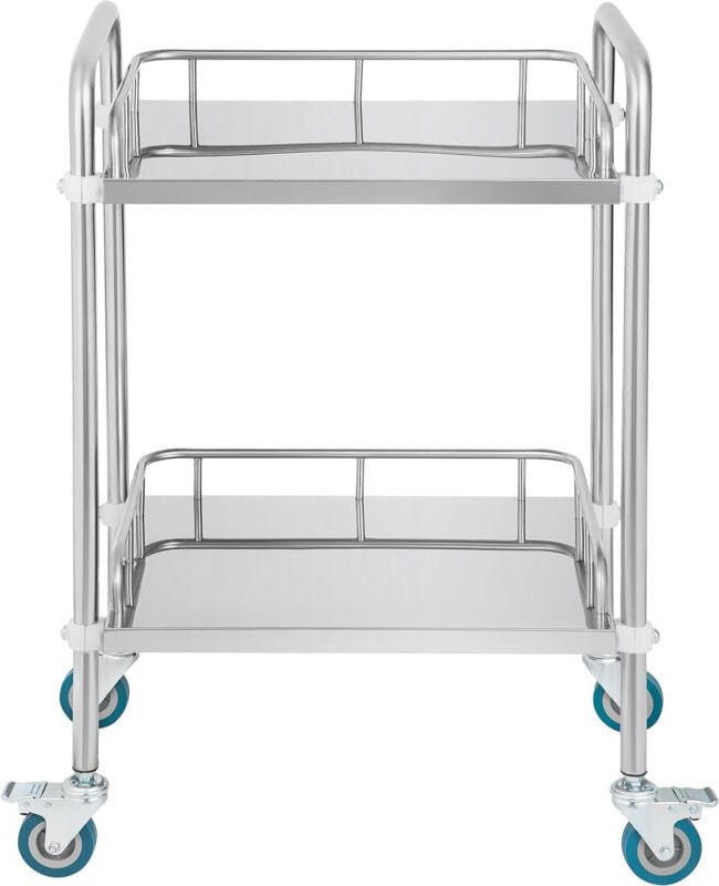 Mophorn - Lab Rolling Cart, 2-Regal Edelstahl-Wagen mit Schwenkrollen, Dental Utility Cart für Kliniken, Labore, Kranken...