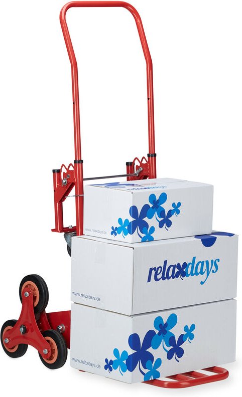 Treppensteiger bis 50 kg/150 kg Traglast, multifunktionale Transportkarre, 2in1, Profi, rot - Relaxdays