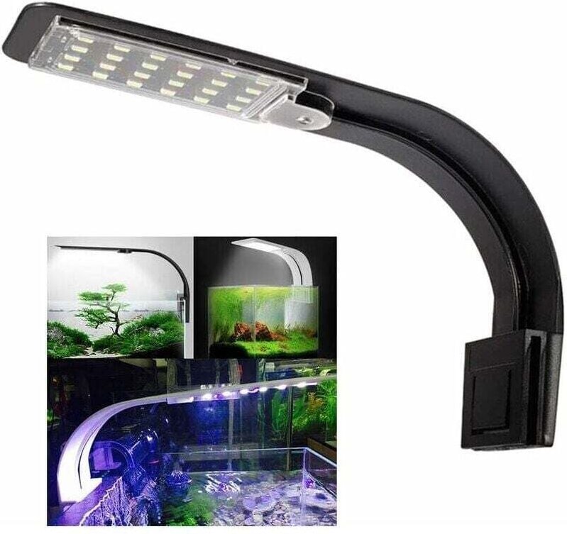 Vtizikl Lámpara de acuario - Iluminación LED nano blanca y azul con clip - Para peces y plantas - 23-50 cm
