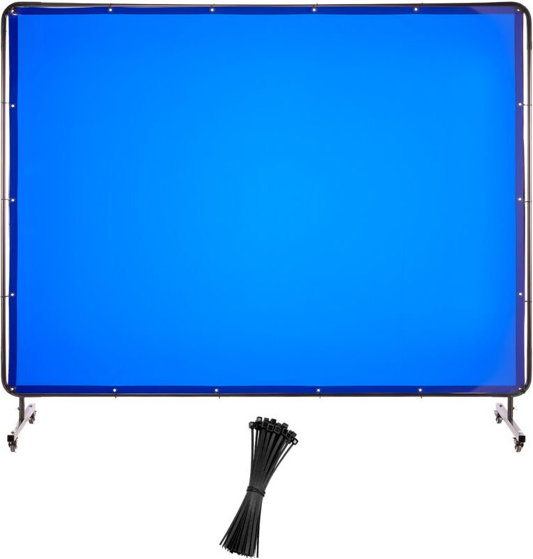 Mophorn Schweißvorhang 1740x2340 mm, flammhemmende Vinyl-Schutzwand mit feststellbaren Rollen und UV-Schutz für Werkstat...