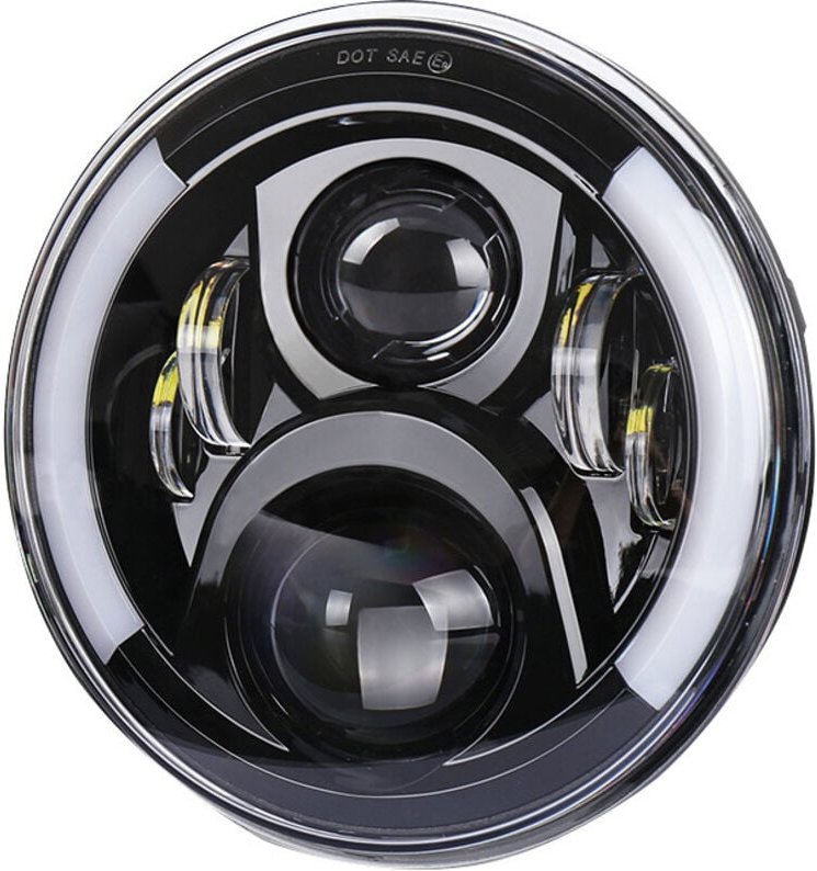 12V/24V LED-Motorradscheinwerfer, runde Retro-Blinker, 7-Zoll-Scheinwerferersatz für Jeep Wrangler