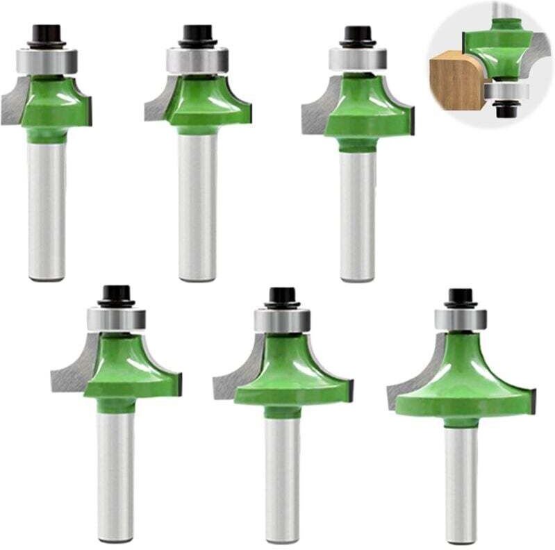 Stück 8-mm-Fräser, Viertelrund-Schaftfräser mit 8-mm-Schaft, Planfräser mit Lager, Holzfräser für die Kantenfräsung in d...