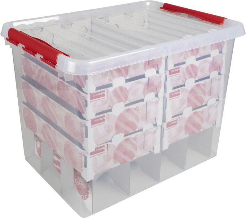 Sunware Weihnachtsbox Q-line 72L mit Einsatz für 128 Kugeln transparent 60x40x42cm