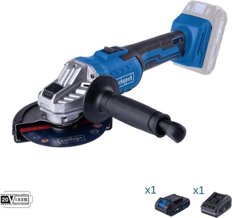 Scheppach - Winkelschleifer 20V Akku 2.0Ah und Ladegerat ixes c-ag125-x
